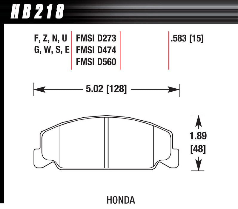 Hawk Brake HAWHB218N583 Performance Street Brake Pads (4)