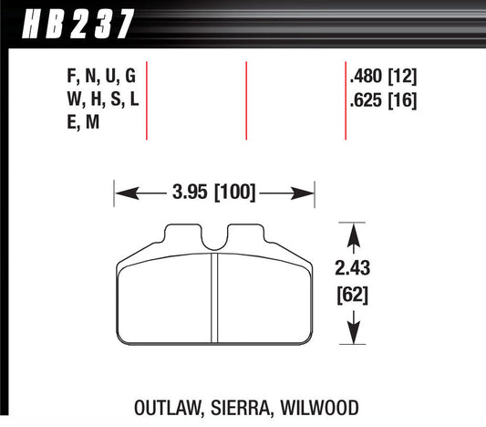 Hawk Brake HAWHB237M480 DL Bridgebolt Black