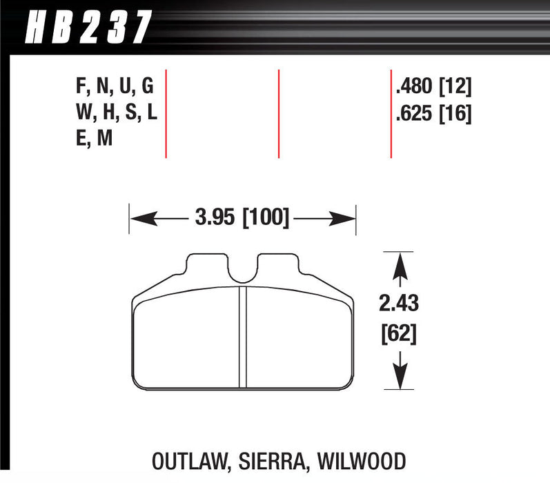 Hawk Brake HAWHB237M480 DL Bridgebolt Black