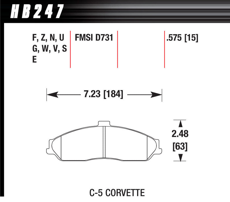Hawk Brake HAWHB247N575 Performance Street Brake Pads (4)