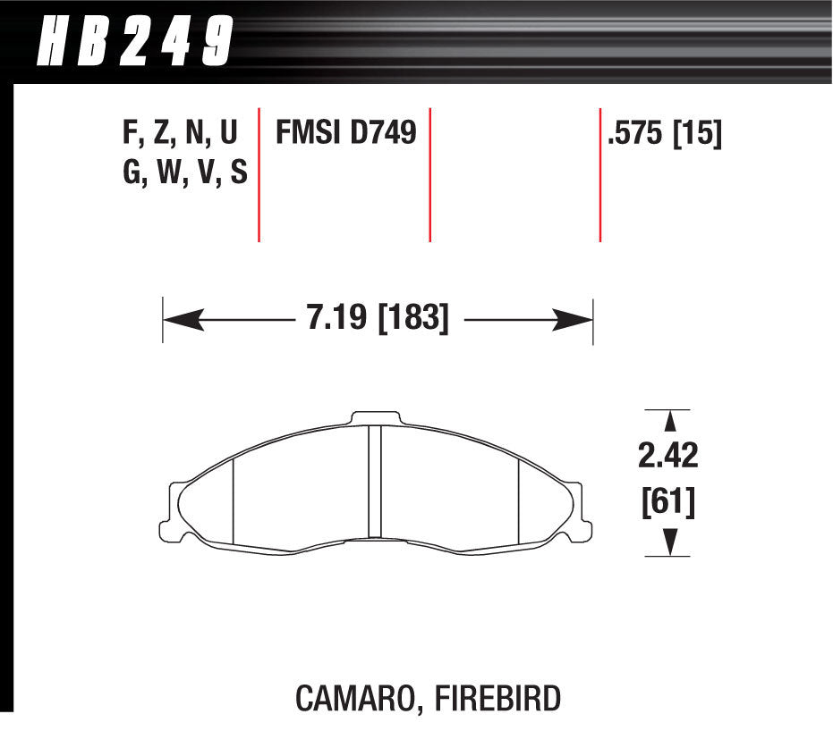 Hawk Brake HAWHB249F575 Performance Street Brake Pads (4)