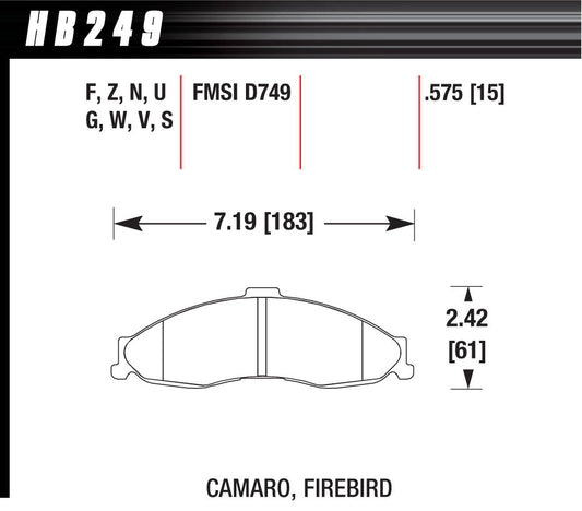 Hawk Brake HAWHB249F575 Performance Street Brake Pads (4)
