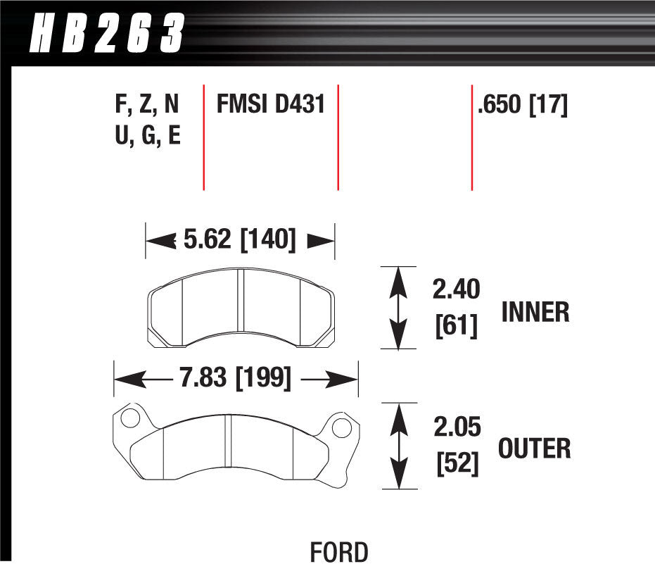 Hawk Brake HAWHB263F650 Performance Street Brake Pads (4)