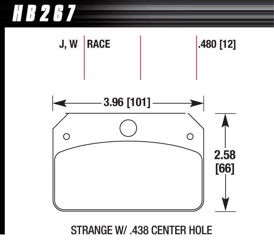 Hawk Brake HAWHB267J480 Brake Pads Rear Strange w/.437 Center Hole DR-97