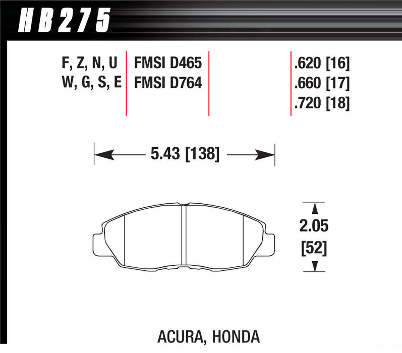 Hawk Brake HAWHB275F620 Performance Street Brake Pads (4)