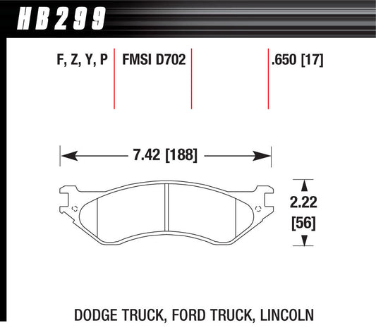 Hawk Brake HAWHB299P650 Performance Street Brake Pads (4)