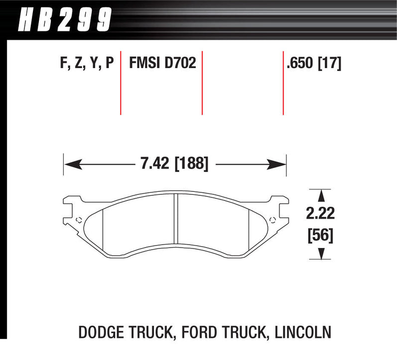 Hawk Brake HAWHB299P650 Performance Street Brake Pads (4)