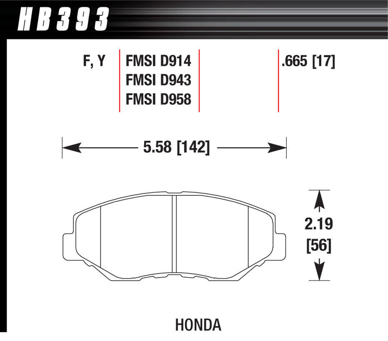 Hawk Brake HAWHB393F665 Brake Pad HPS Front 02-21 Honda