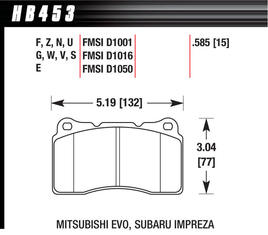 Hawk Brake HAWHB453N585 Performance Street Brake Pads (4)