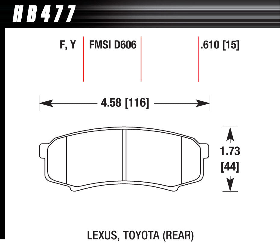 Hawk Brake HAWHB477F610 Performance Street Brake Pads HPS Rear Toyota SUV