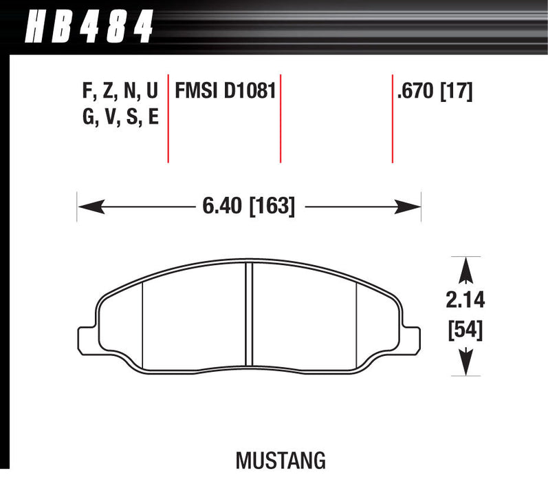 Hawk Brake HAWHB484F670 Performance Street Brake Pads (4)