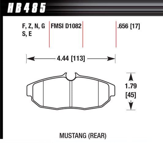 Hawk Brake HAWHB485G656 Brake Pad Set 05 Mustang Rear DTC70