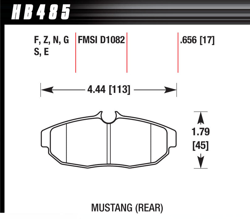 Hawk Brake HAWHB485G656 Brake Pad Set 05 Mustang Rear DTC70