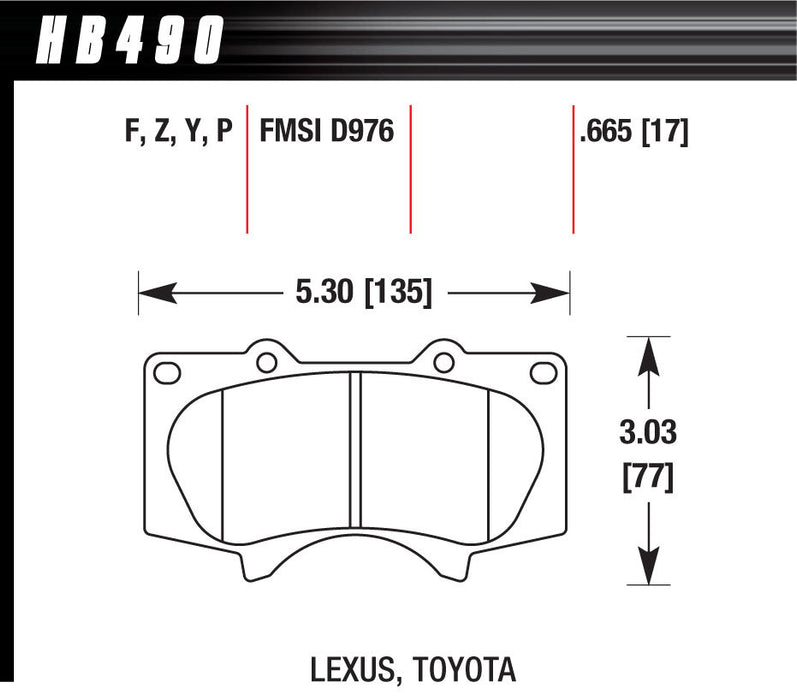 Hawk Brake HAWHB490Y665 Performance Street Brake Pads LTS (4)