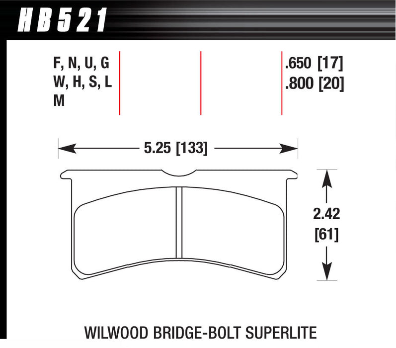 Hawk Brake HAWHB521M800 SL Bridgebolt Black