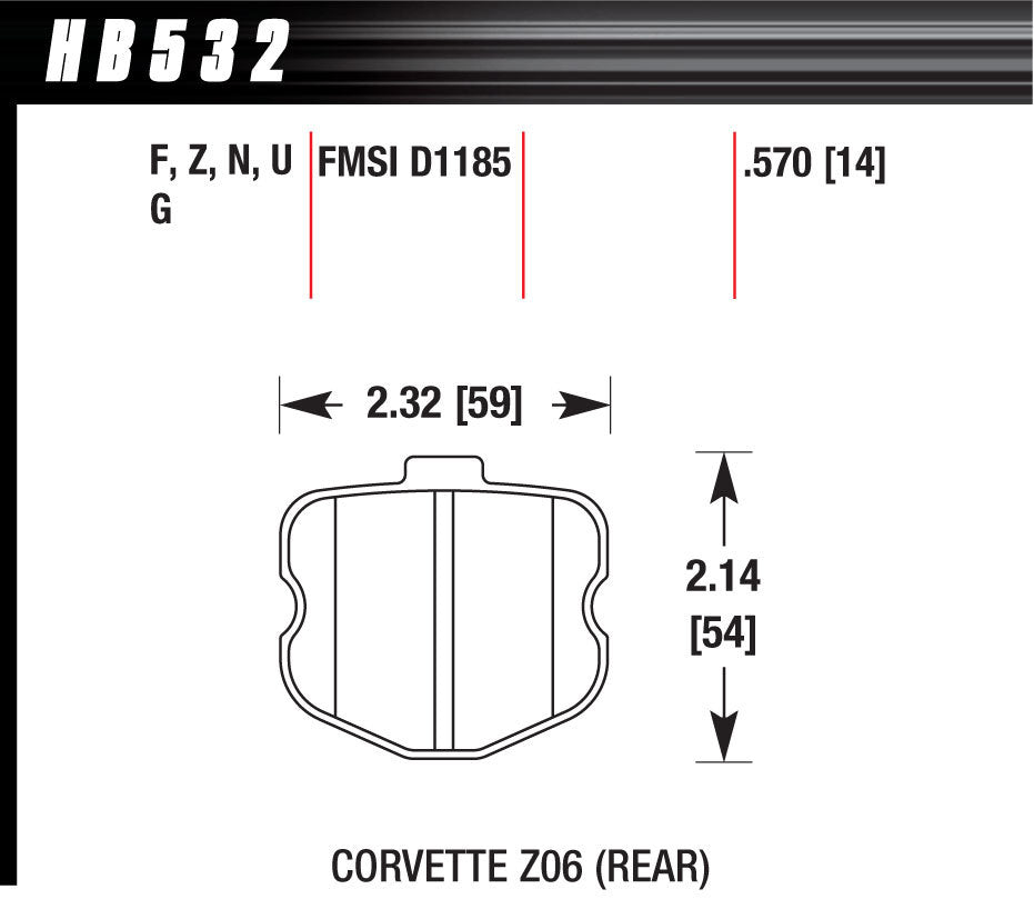 Hawk Brake HAWHB532F570 2006 Corvette ZO6 HPS