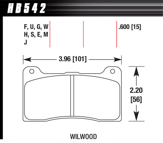 Hawk Brake HAWHB542G600 Brake Pad Billet DynaPro Narrow DTC-60