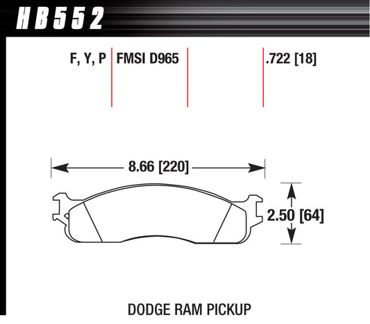 Hawk Brake HAWHB552P722 Performance Street Brake Pad (4)