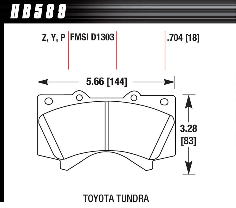Hawk Brake HAWHB589Y704 Performance Street Brake Pad LTS 07-22 Toyota P/U