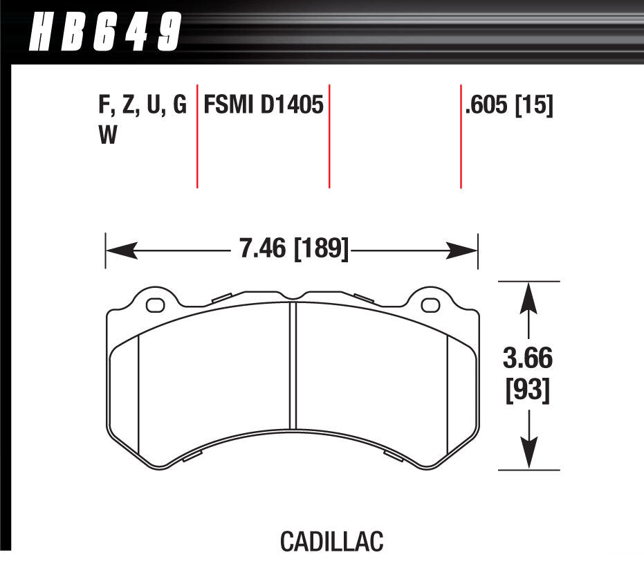Hawk Brake HAWHB649Z605 Brake Pads GM / Dodge Front Ceramic