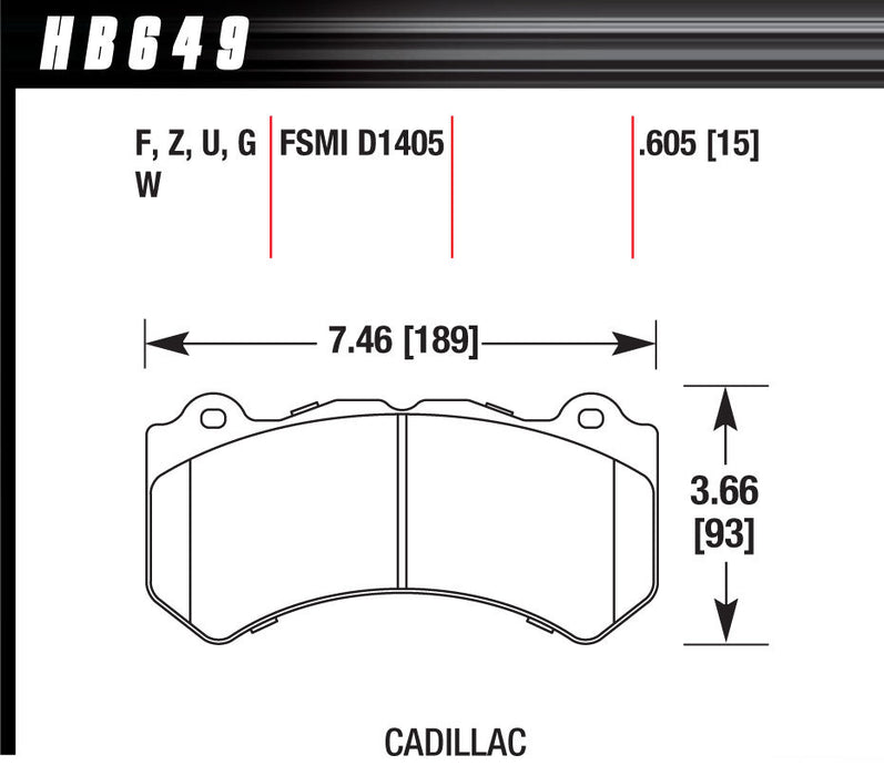 Hawk Brake HAWHB649Z605 Brake Pads GM / Dodge Front Ceramic