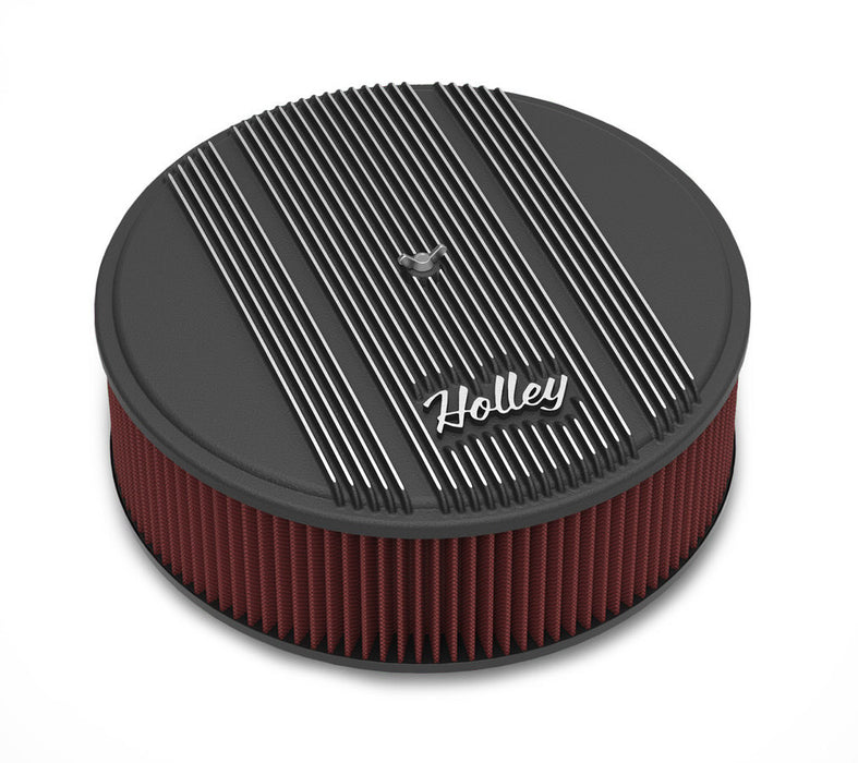 Holley HLY120-157 14x4 Die Cast Finned Alm Air Cleaner Black