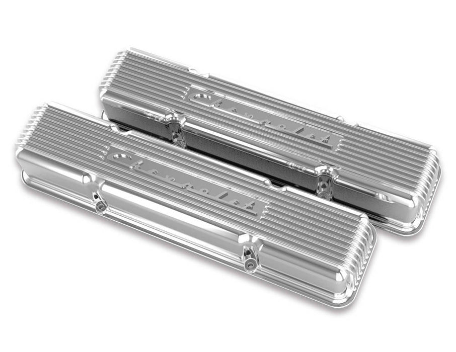 Holley HLY241-107 SBC Valve Covers Finned Vintage Series Polished