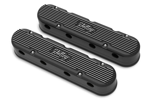 Holley HLY241-172 2-Piece Cast Alm GM LS Valve Cover Set - Black