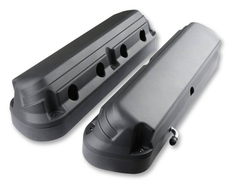 Holley HLY241-187 2-Piece Alm Valve Cover Set GM LS Black Finish