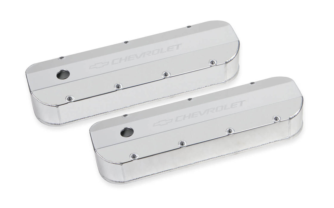 Holley HLY241-278 BBC Billet Rail Fab. Alm Valve Covers w/.125 Hole