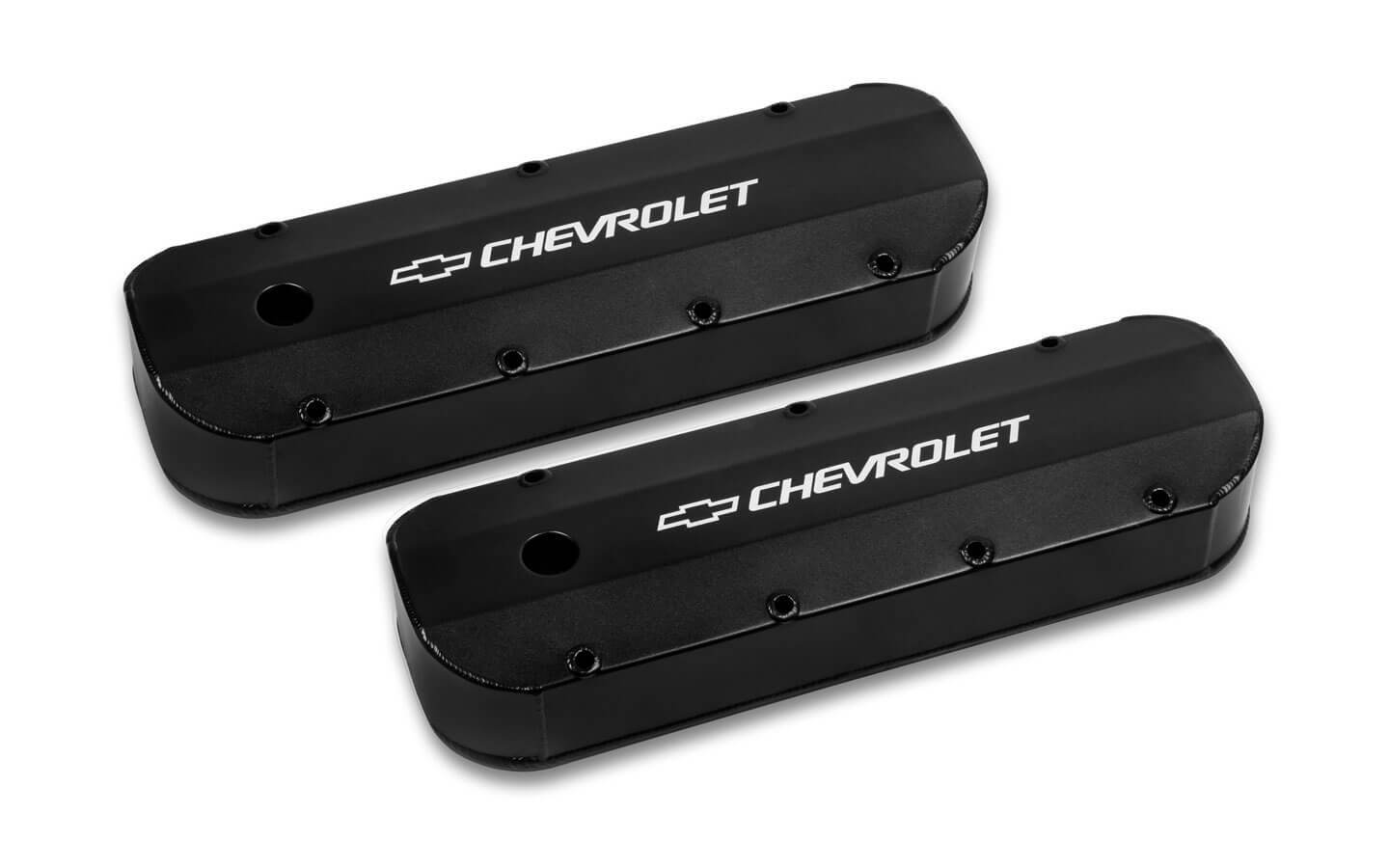 Holley HLY241-279 BBC Billet Rail Fab. Alm Valve Covers w/.125 Hole