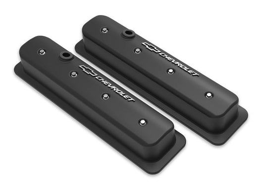 Holley HLY241-292 SBC Muscle Car Valve Covers w/Holes Black