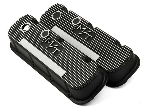 Holley HLY241-85 BBC M/T Valve Cover Set - Black Krinkle