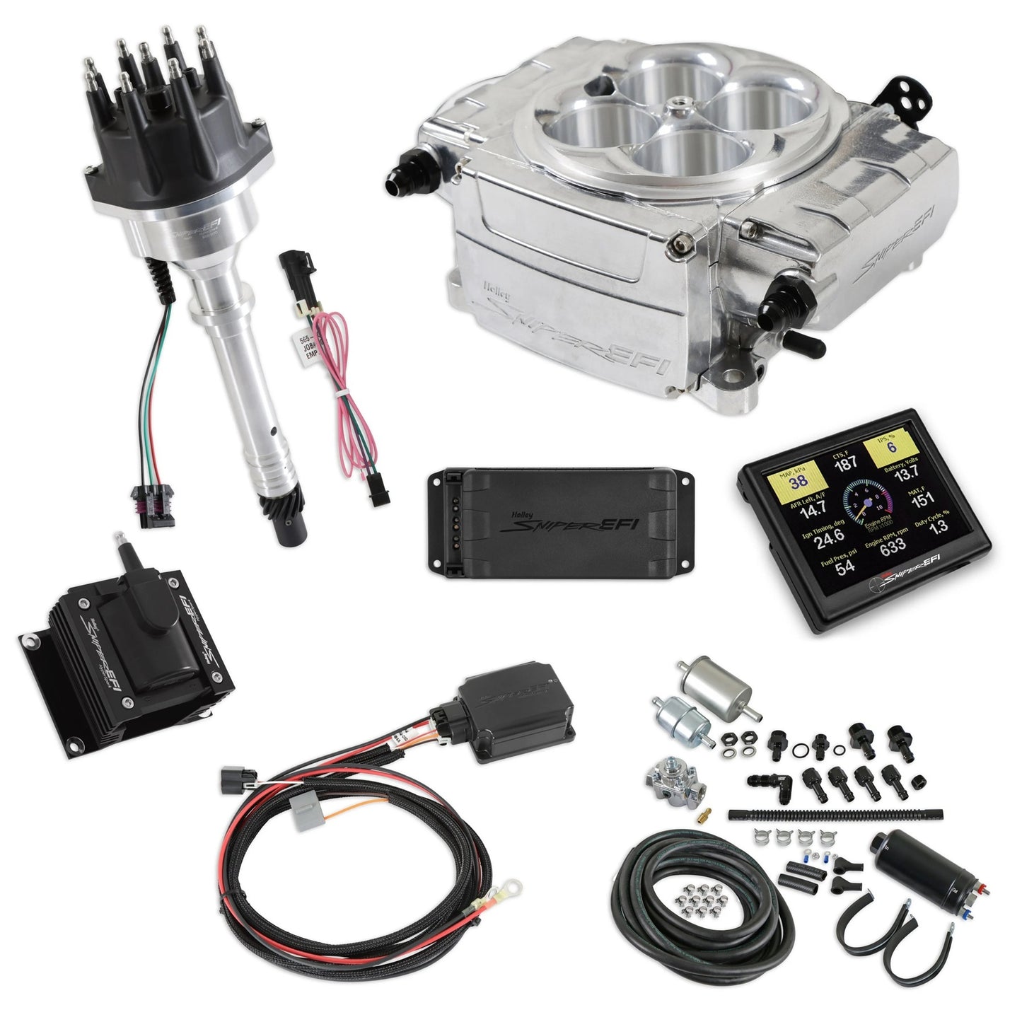 Holley HLY550-510-3PK-SBC Sniper-2 EFI Master Kit w/SBC Ignition Polished