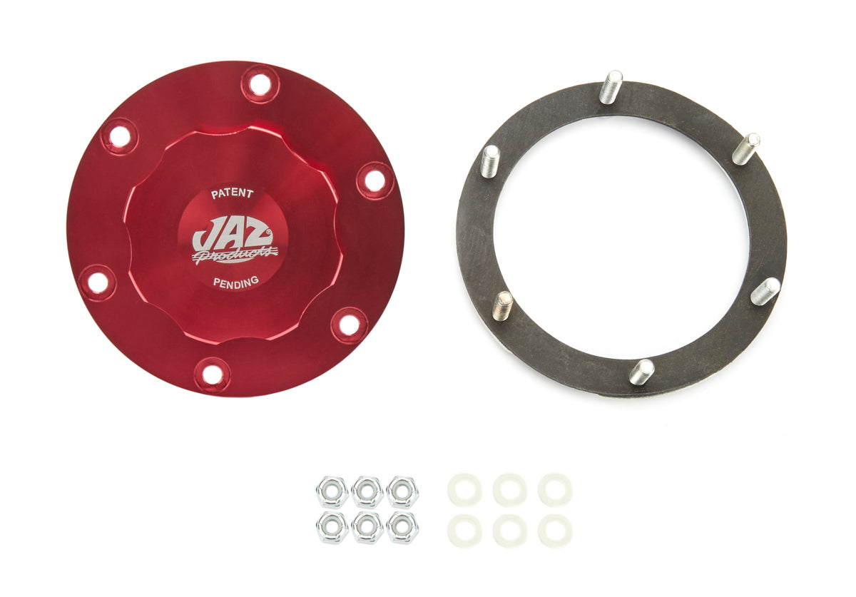 JAZ Products Billet Alm Threaded Cap Assembly 6-Bolt Red