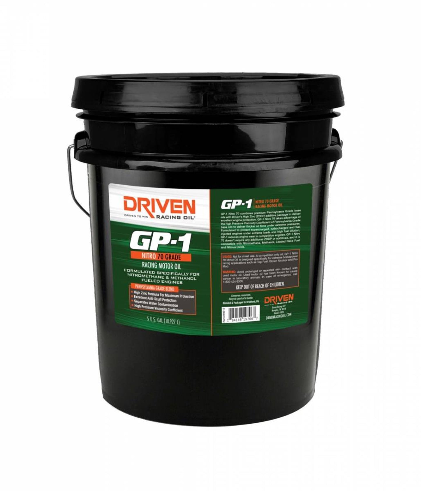 Driven Racing Oil JGP19717 GP-1 Nitro 70 Synthetic Blend 5 Gallon Pail