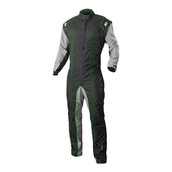 K1 Racegear K1R10-GK2-V-ML Suit Karting GK2 Adult Medium/Large Black/Green