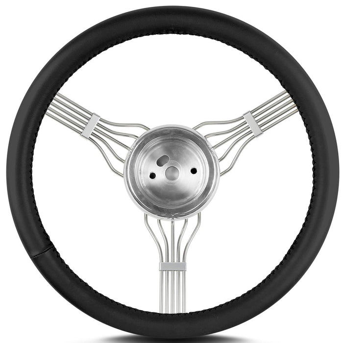 Lecarra Steering Wheels LEC55301 Steering Wheel Newstalgi c Banjo Pol. w/Blk Wrap