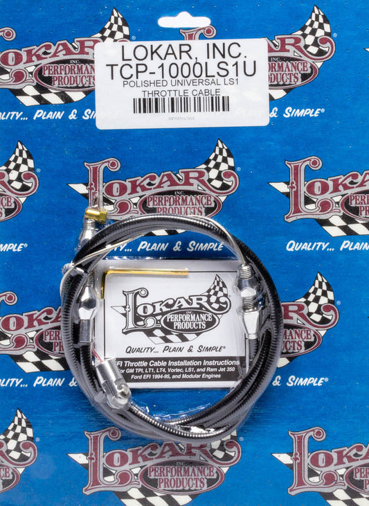 Lokar LOKTCP-1000LS1U Polished Universal Throt tle Cable LS Engine