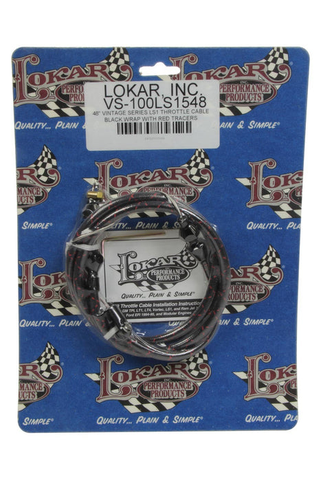 Lokar LOKVS-100LS1548 VS Throttle Cable Black Black Wrap w/ Red Tracer