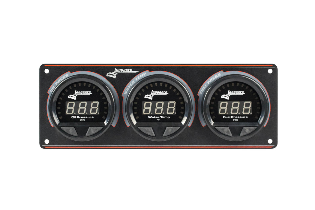 Longacre LON52-44662 Waterproof LED 3 Gauge Panel OP/WT/FP