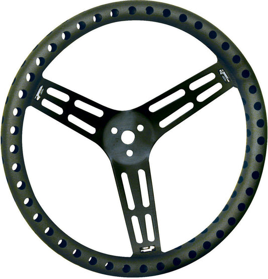 Longacre LON52-56838 Steering Wheel 15in Dished Drilled Black