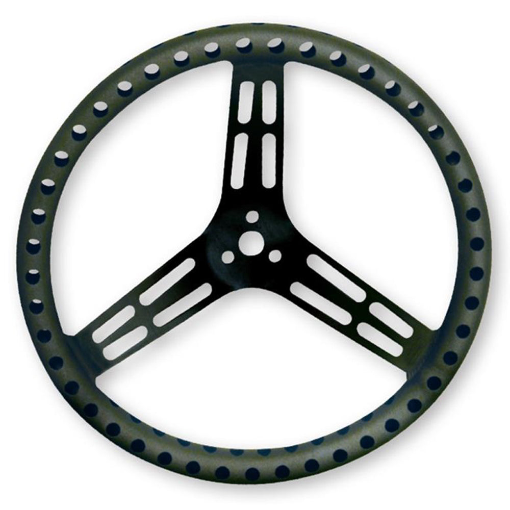 Longacre LON52-56867 Steering Wheel 15in Flat Drilled Black