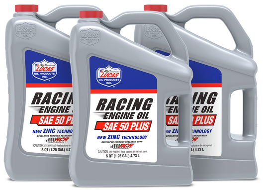 Lucas Oil LUC10347-3 50 Plus Racing Motor Oil Case 3 x 5 Quart Bottles
