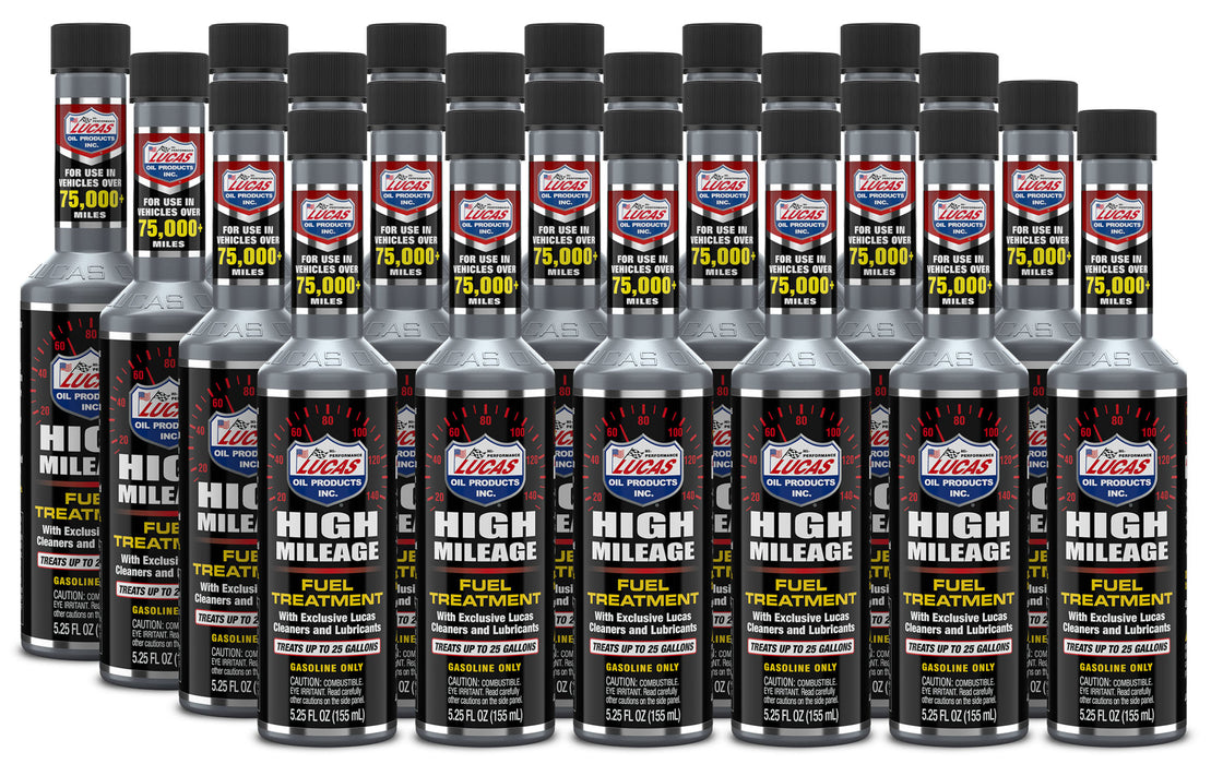 Lucas Oil LUC10977-24 High Mileage Fuel Treat ment Case 24 x 5.25 Oz.