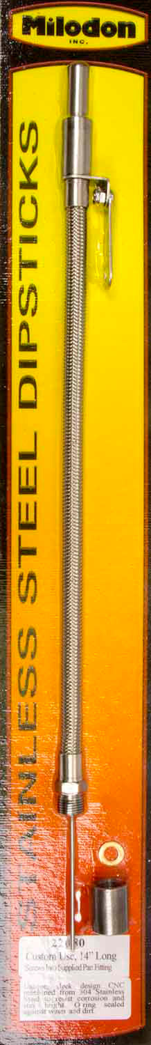 Milodon MIL22080 S/S Oil Dipstick - Univ. w/Weld-In Bung