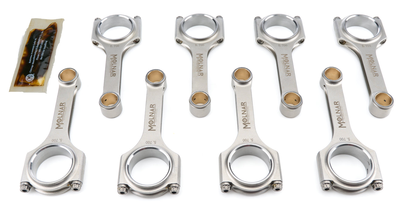 Molnar Technologies MLTCH5700GAEB-SS8-A 5.700 H-Beam Rod Set SBC Lwt W/Honda Pin
