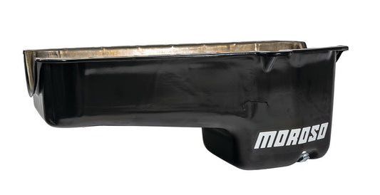 Moroso 20180 Pre-80 Chevrolet Small Block (w/Driver Side Dipstick) Wet Sump 6qt 8.25in Steel Oil Pan - Blk