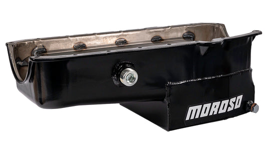 Moroso MOR21322 SBC C/T Oil Pan - 7qt. LH Dipstick w/Ins. Bung