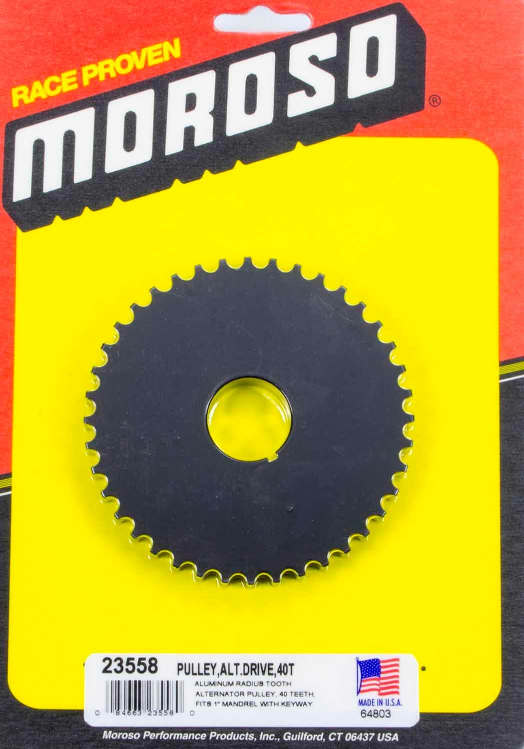 Moroso MOR23558 Alternator Drive Pulley 40T- Radius Tooth